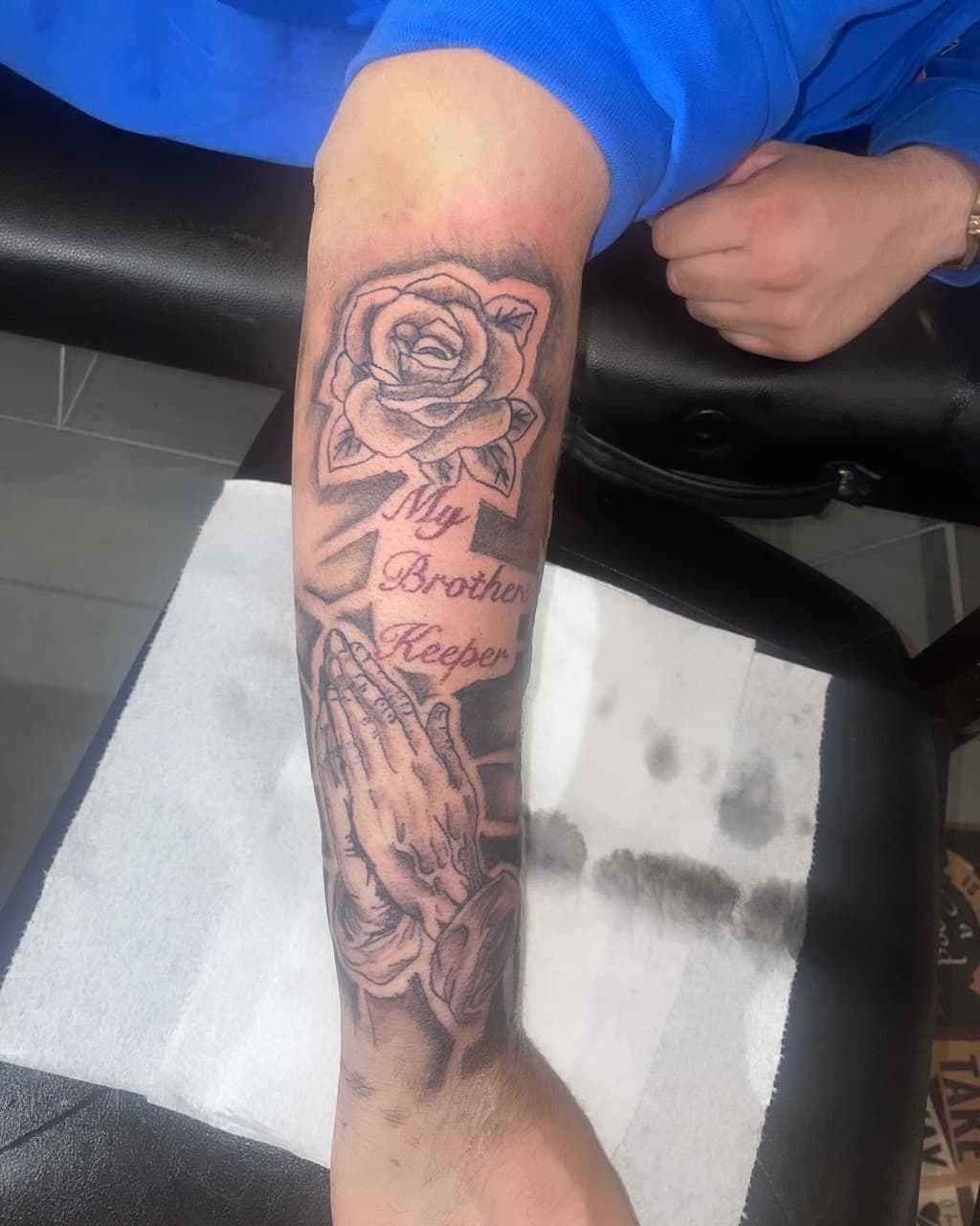 Black & Grey + Lettering rose tattoo on Forearm by 4oeMag_Tattoos on TattMe