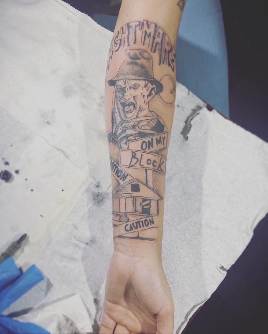 Black & Grey + Illustrative freddy krueger tattoo on Forearm by 4oeMag_Tattoos on TattMe