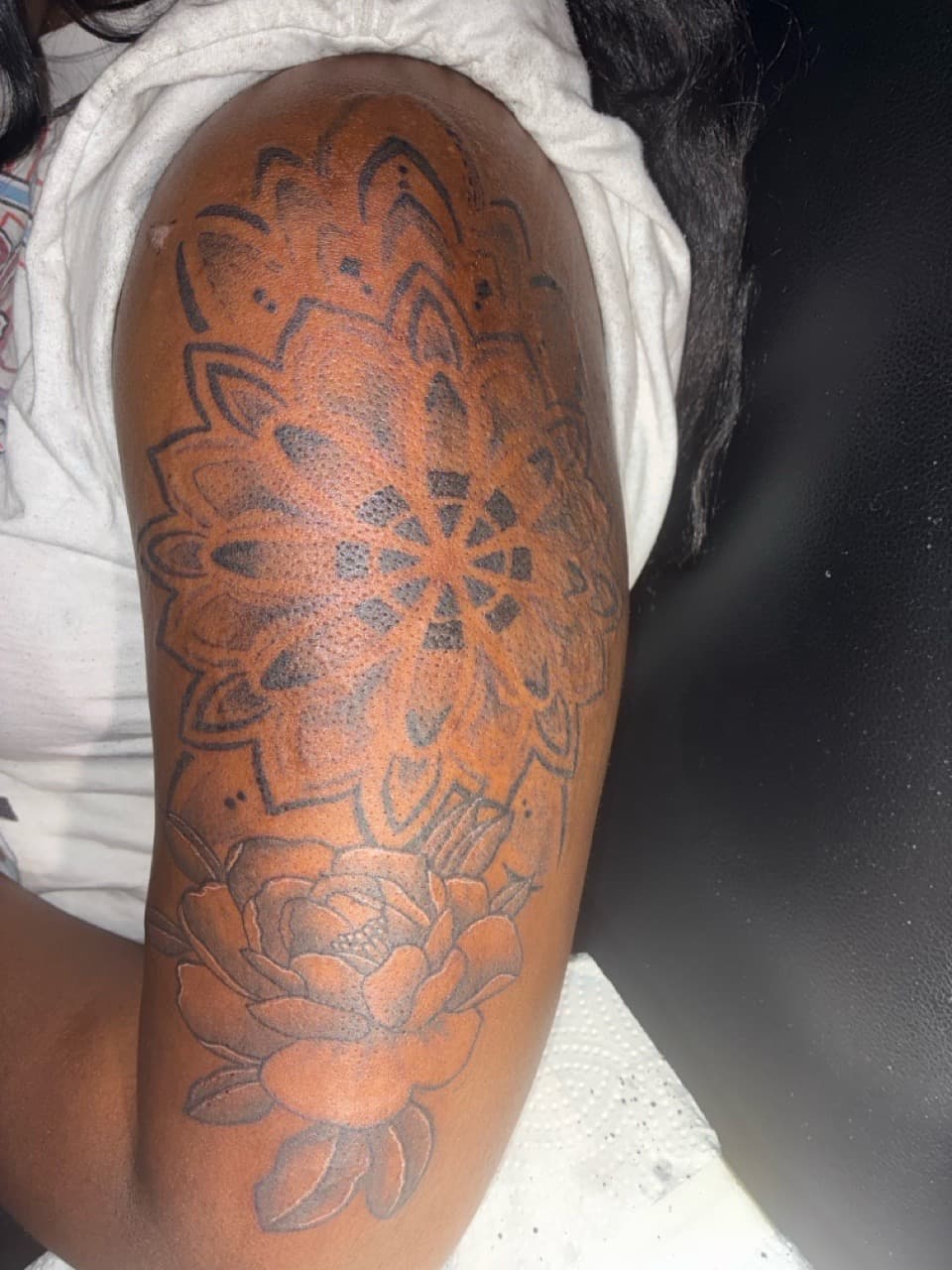 Mandala + Floral flower tattoo on Upper Arm by 4oeMag_Tattoos on TattMe