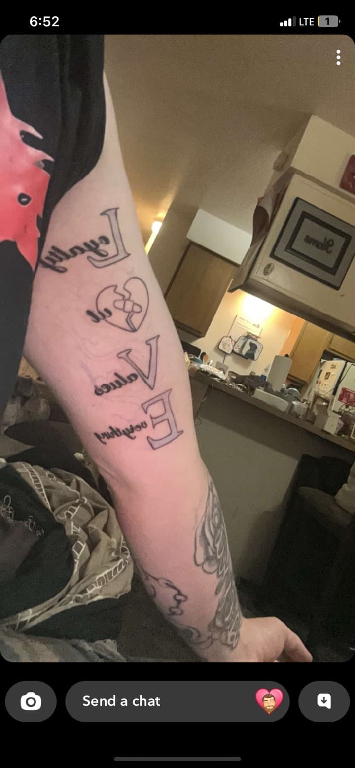 Lettering + Script love tattoo on Upper Arm by The_plug_Tattoo._Co on TattMe