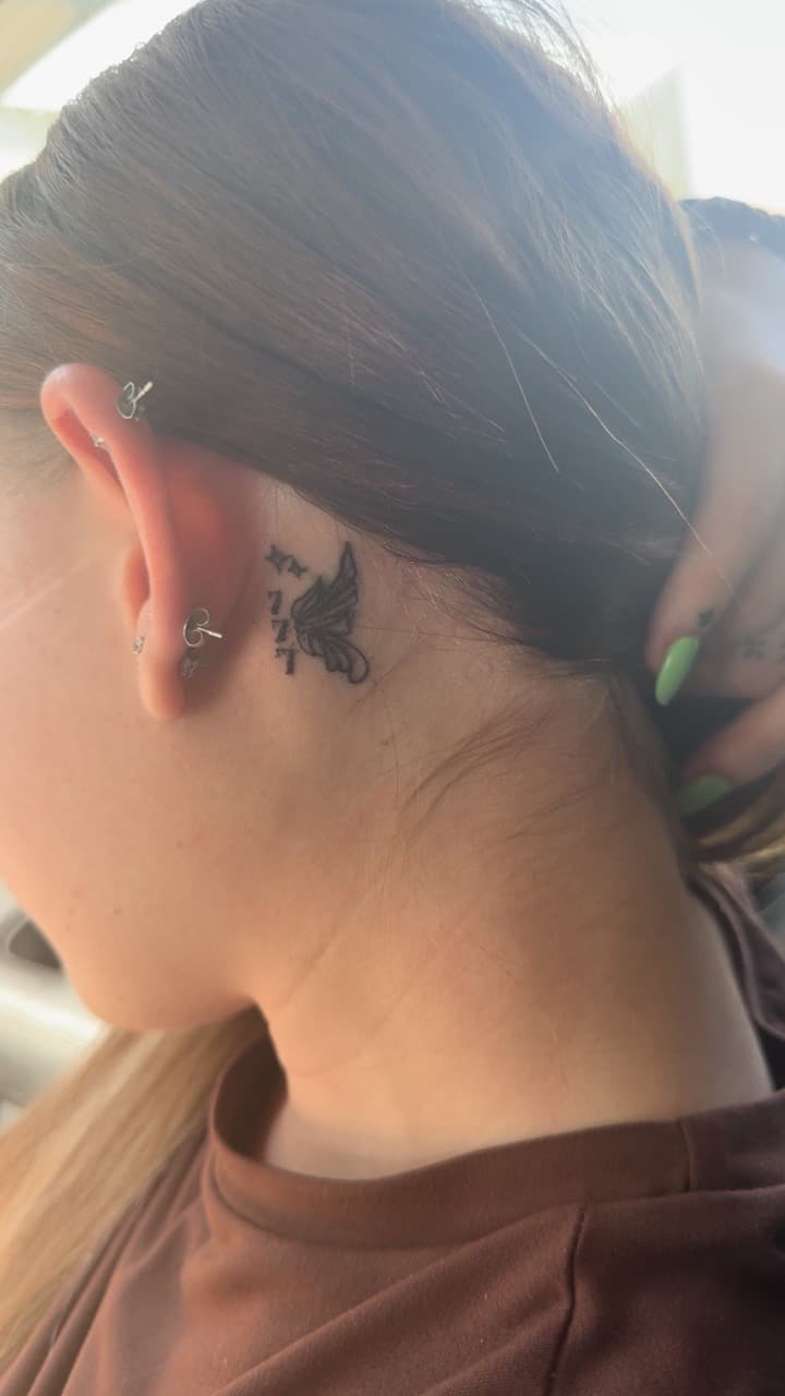 Fine Line + Micro butterfly tattoo on Behind Ear by The_plug_Tattoo._Co on TattMe