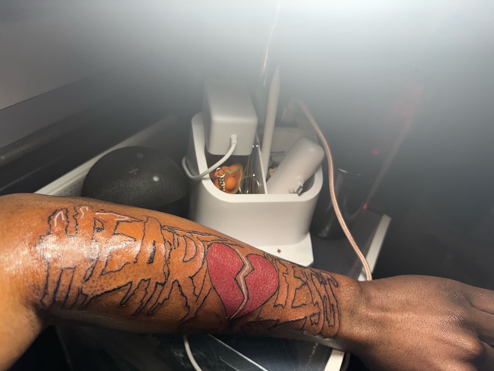 Black-work + Color broken heart tattoo on Forearm by WhimsicalTATTS on TattMe