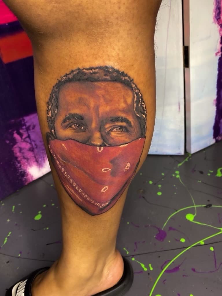 Realism + Portrait man tattoo on Calf by TNO_INK on TattMe