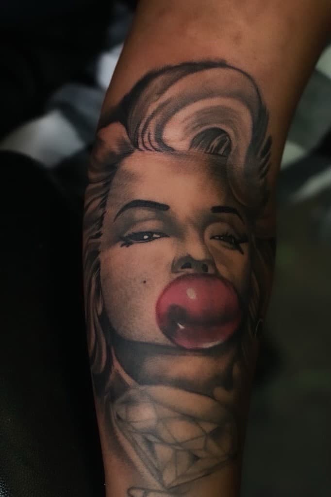 Realism + Black & Grey marilyn monroe tattoo on Forearm by TNO_INK on TattMe