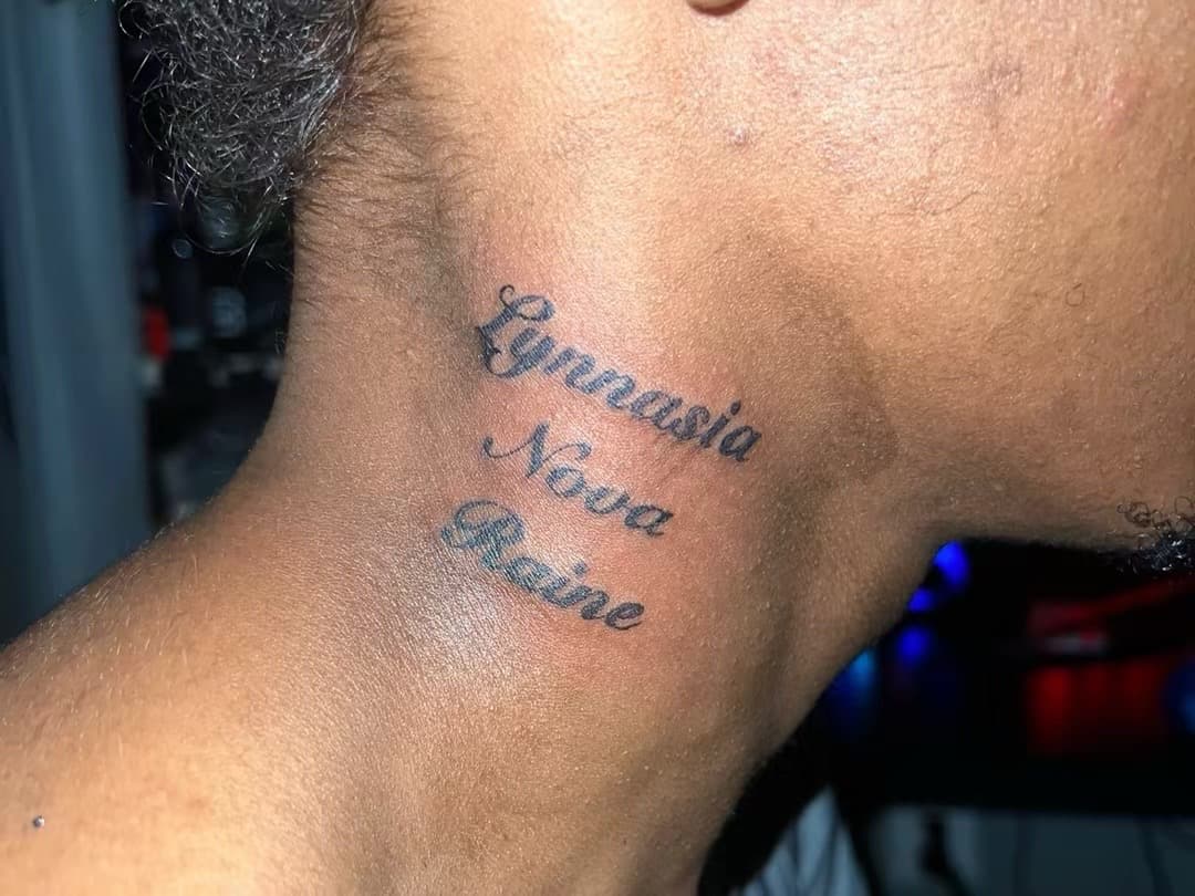 Lettering + Script names tattoo on Neck (Side) by Gifted_Artist on TattMe