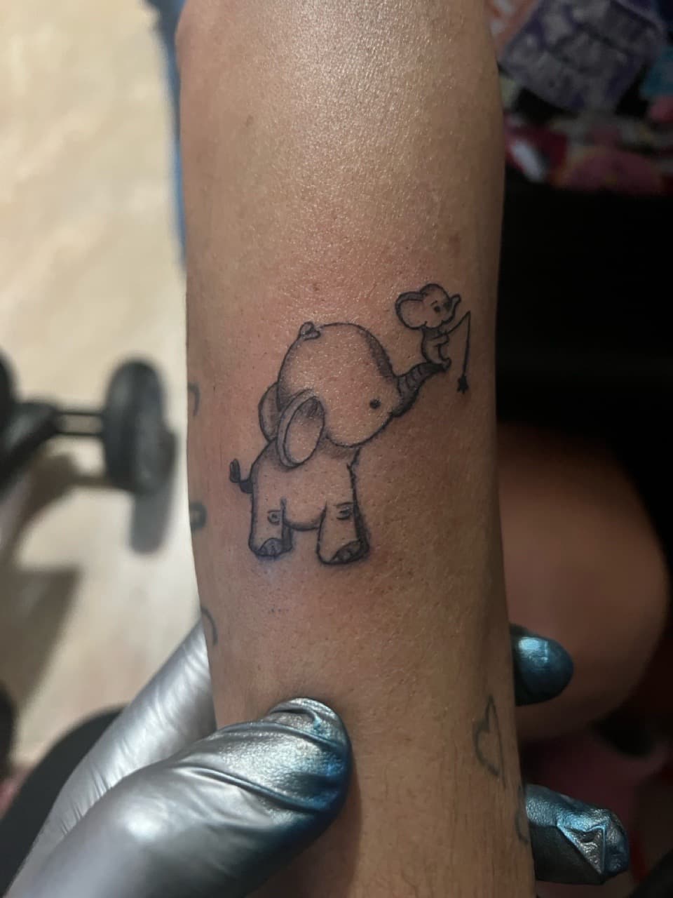 Line-work + Cartoon elephants tattoo on Forearm by Gifted_Artist on TattMe