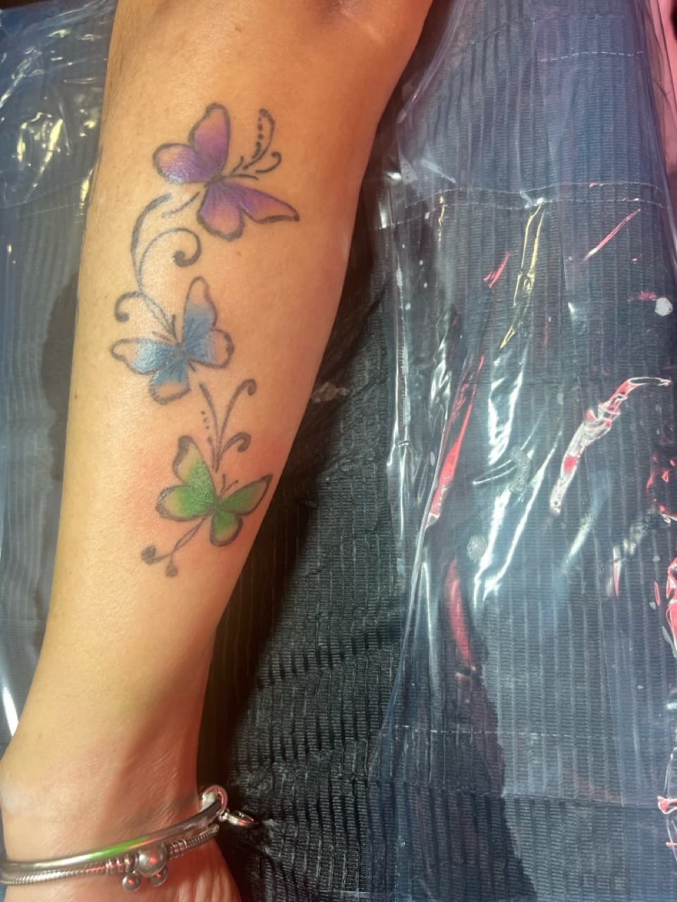 Illustrative + Color butterflies tattoo on Forearm by Gifted_Artist on TattMe