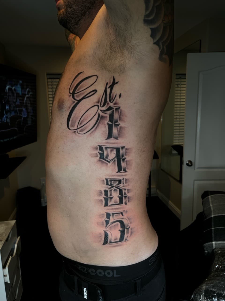 Lettering + Script shading tattoo on Ribs by Zay_Inkz on TattMe