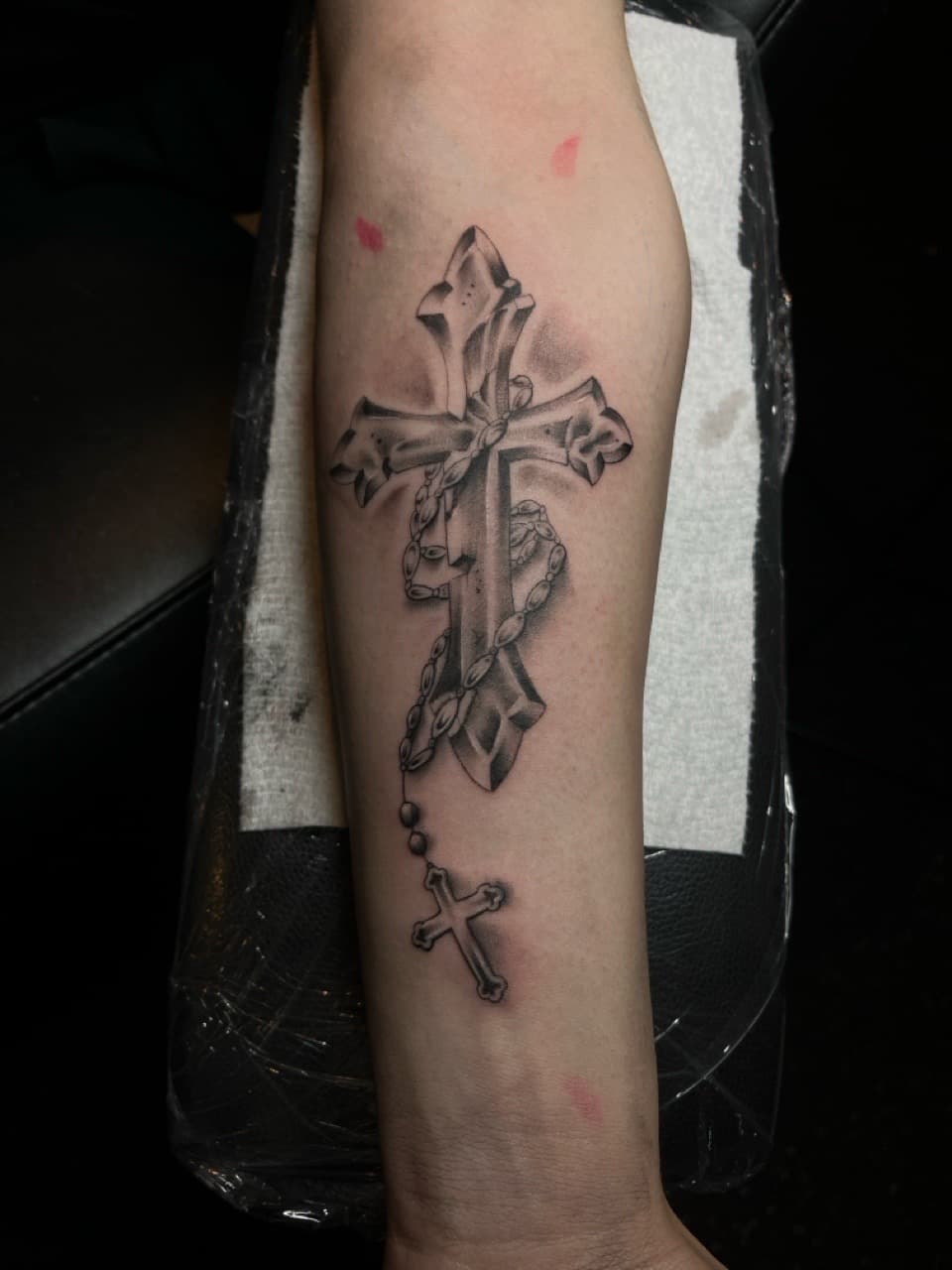 Black & Grey + Religious cross tattoo on Forearm by Zay_Inkz on TattMe