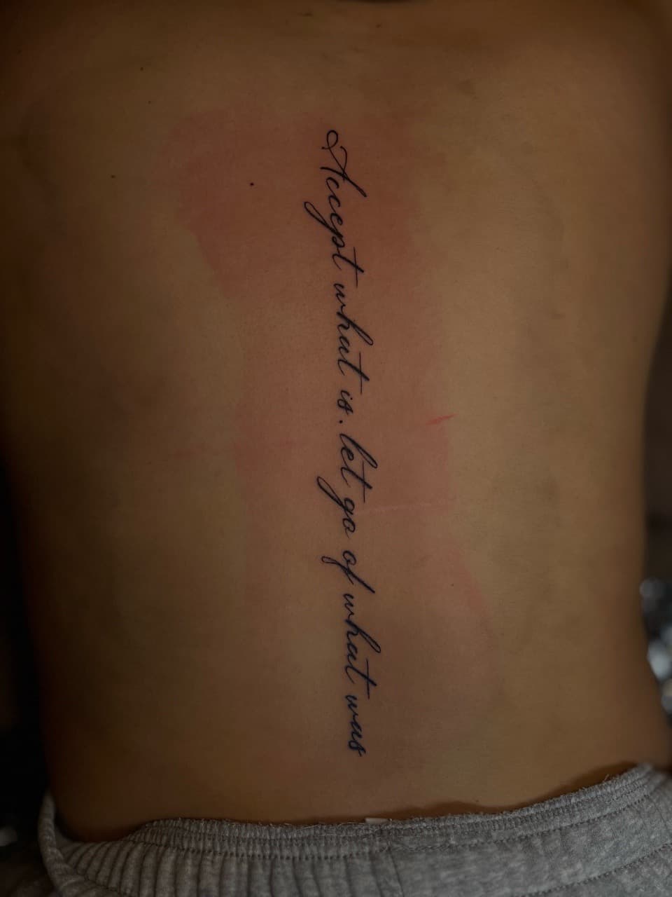 Lettering + Script quote tattoo on Spine by Zay_Inkz on TattMe