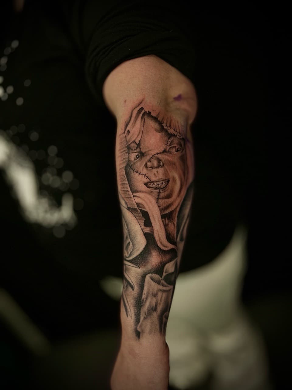 Black & Grey + Realism chucky tattoo on Forearm by Zay_Inkz on TattMe