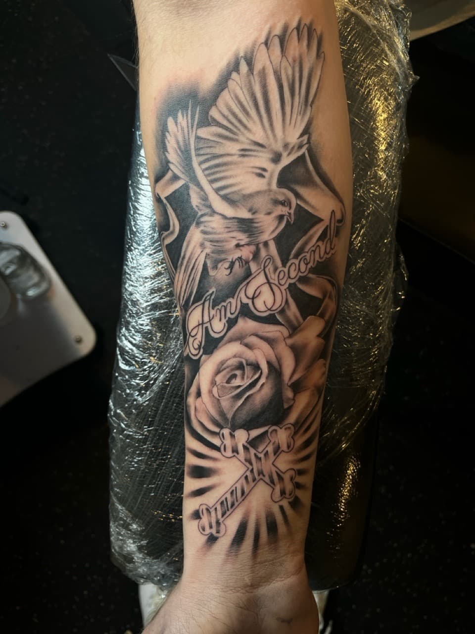 Black & Grey + Realism dove tattoo on Forearm by Zay_Inkz on TattMe