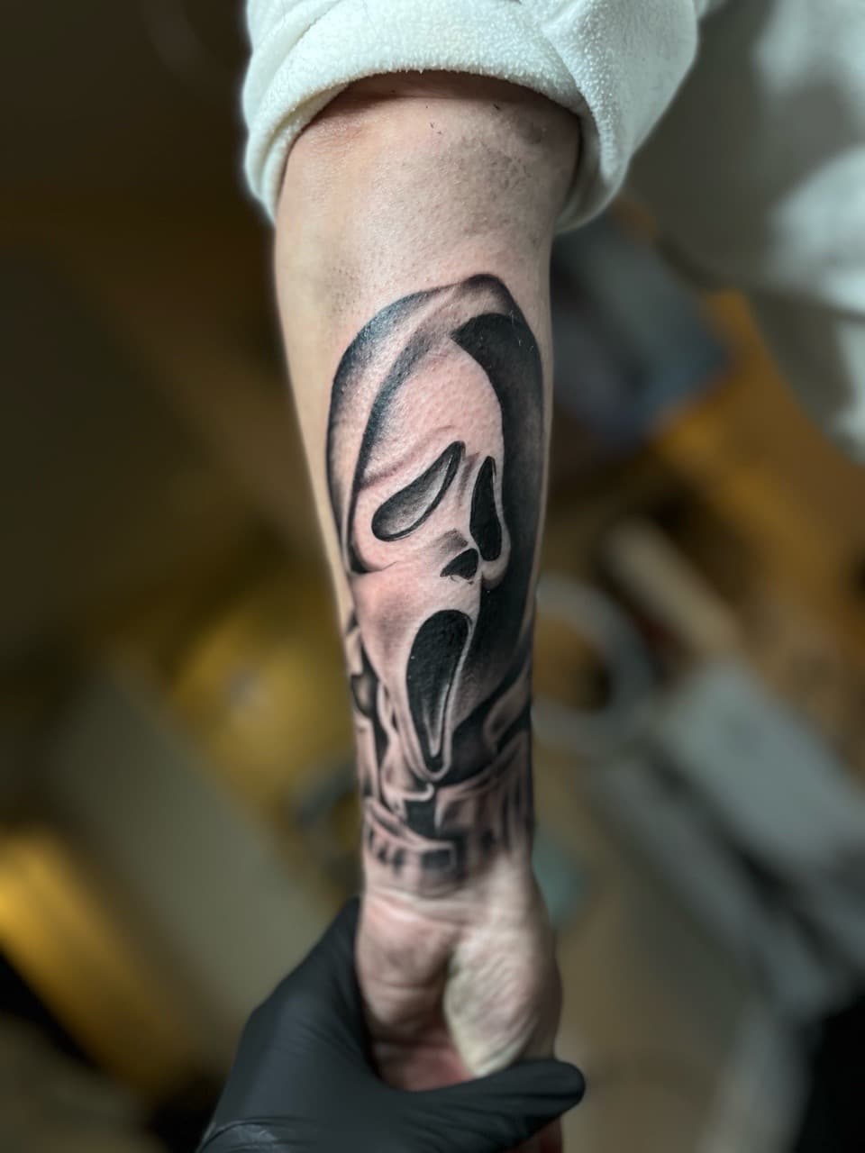 Black & Grey + Realism ghostface tattoo on Forearm by Zay_Inkz on TattMe
