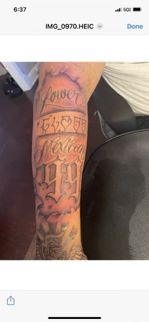 Lettering + Script numbers tattoo on Forearm by Torian_Benns on TattMe