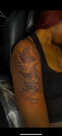 Illustrative + Color butterflies tattoo on Upper Arm by Torian_Benns on TattMe