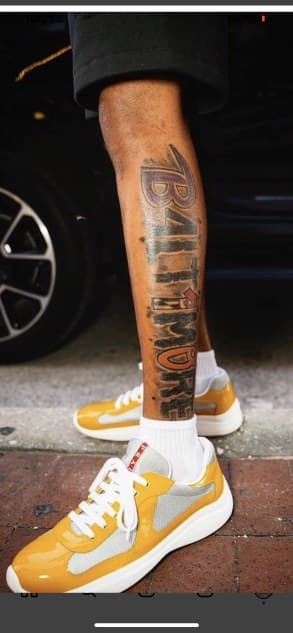 Lettering + Color baltimore tattoo on Calf by Torian_Benns on TattMe