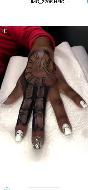 Black & Grey + Lettering clock tattoo on Hand by Torian_Benns on TattMe