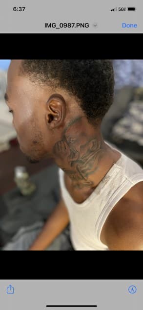 Black & Grey + Realism baby tattoo on Neck (Side) by Torian_Benns on TattMe