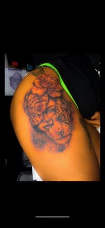 Realism + Illustrative woman tattoo on Thigh by Torian_Benns on TattMe