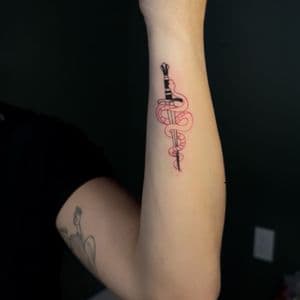 Minimalist Dagger tattoo on Forearm by cozinks on TattMe