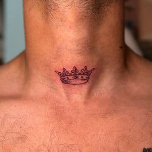Fine Line + Black & Grey crown tattoo on Neck (Front) by cozinks on TattMe