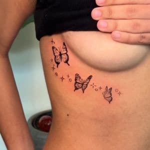 Black & Grey Butterfly tattoo on Ribs by cozinks on TattMe