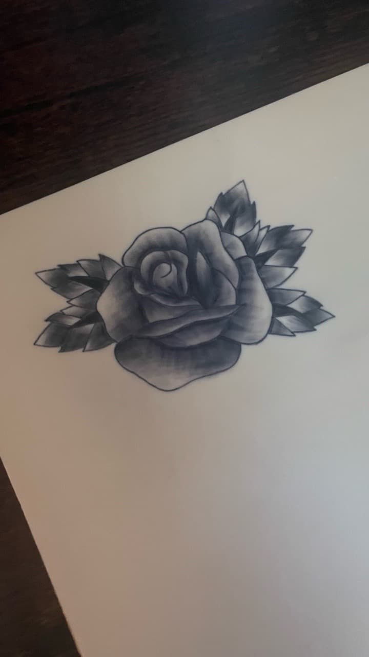 Black & Grey + Floral rose tattoo by TATSBYLANIE on TattMe