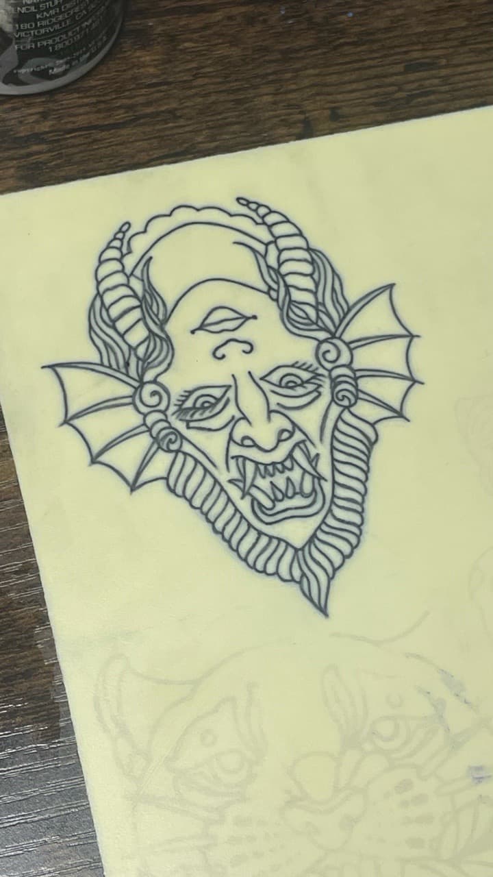 Line-work + Traditional demon tattoo by TATSBYLANIE on TattMe