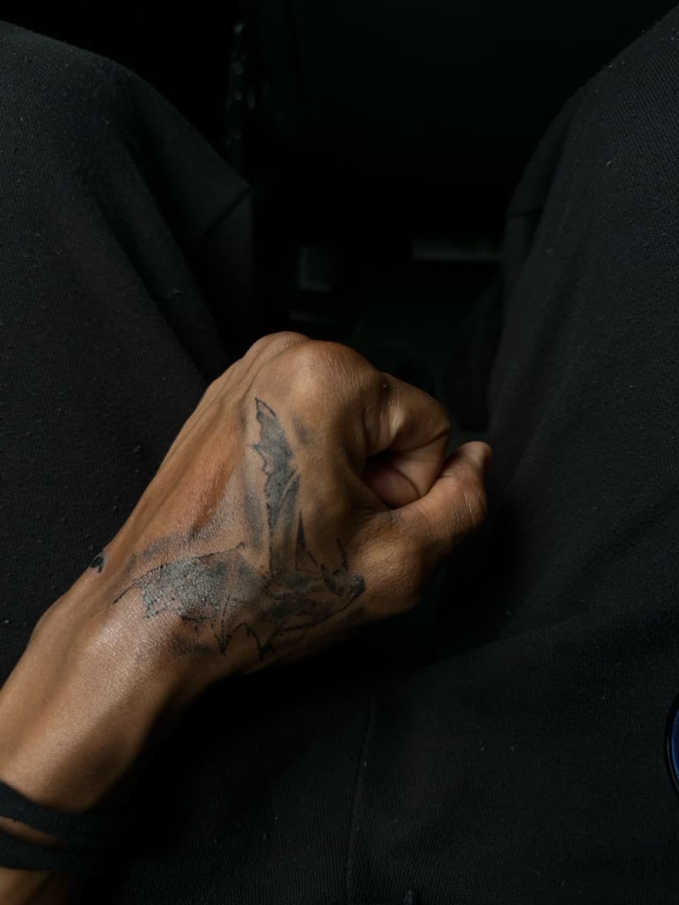 Black-work + Illustrative bat tattoo on Hand by RoxkTouch on TattMe