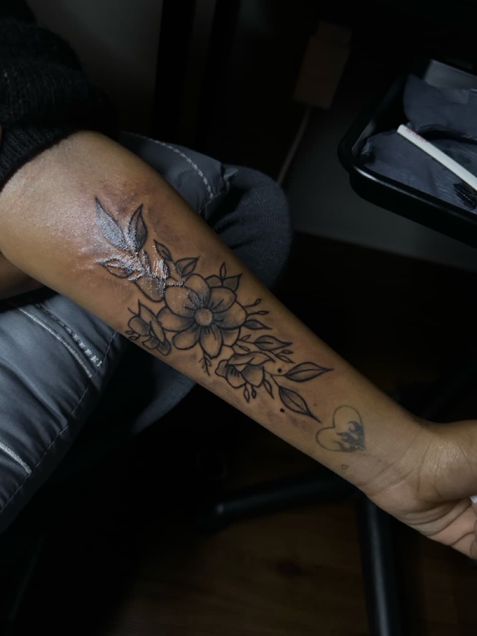 Fine Line + Floral flowers tattoo on Forearm by RoxkTouch on TattMe