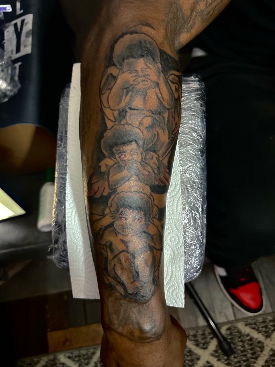 Black & Grey + Illustrative cherubs tattoo on Forearm by RoxkTouch on TattMe