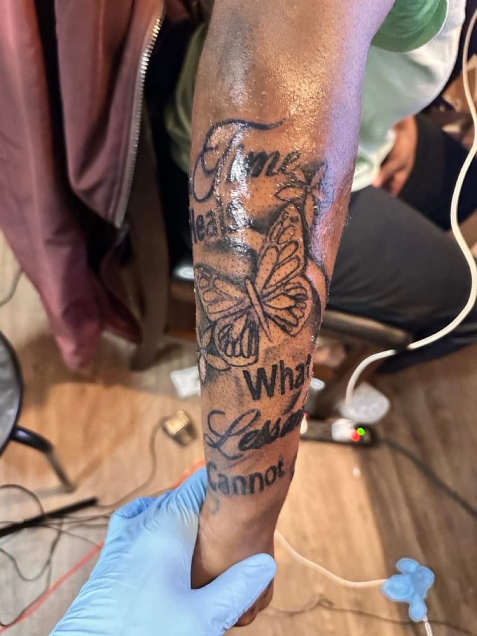 Lettering + Script butterfly tattoo on Forearm by RoxkTouch on TattMe