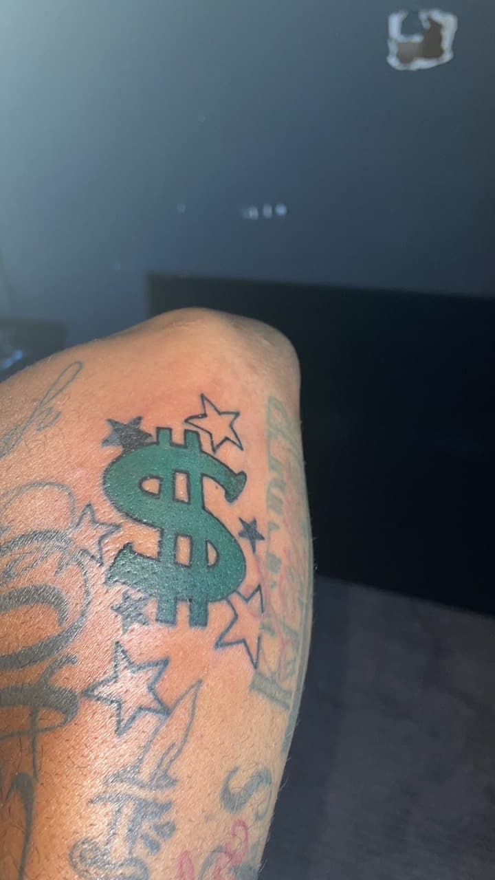 Color + Cartoon dollar sign tattoo on Forearm by Syd_tattoos on TattMe