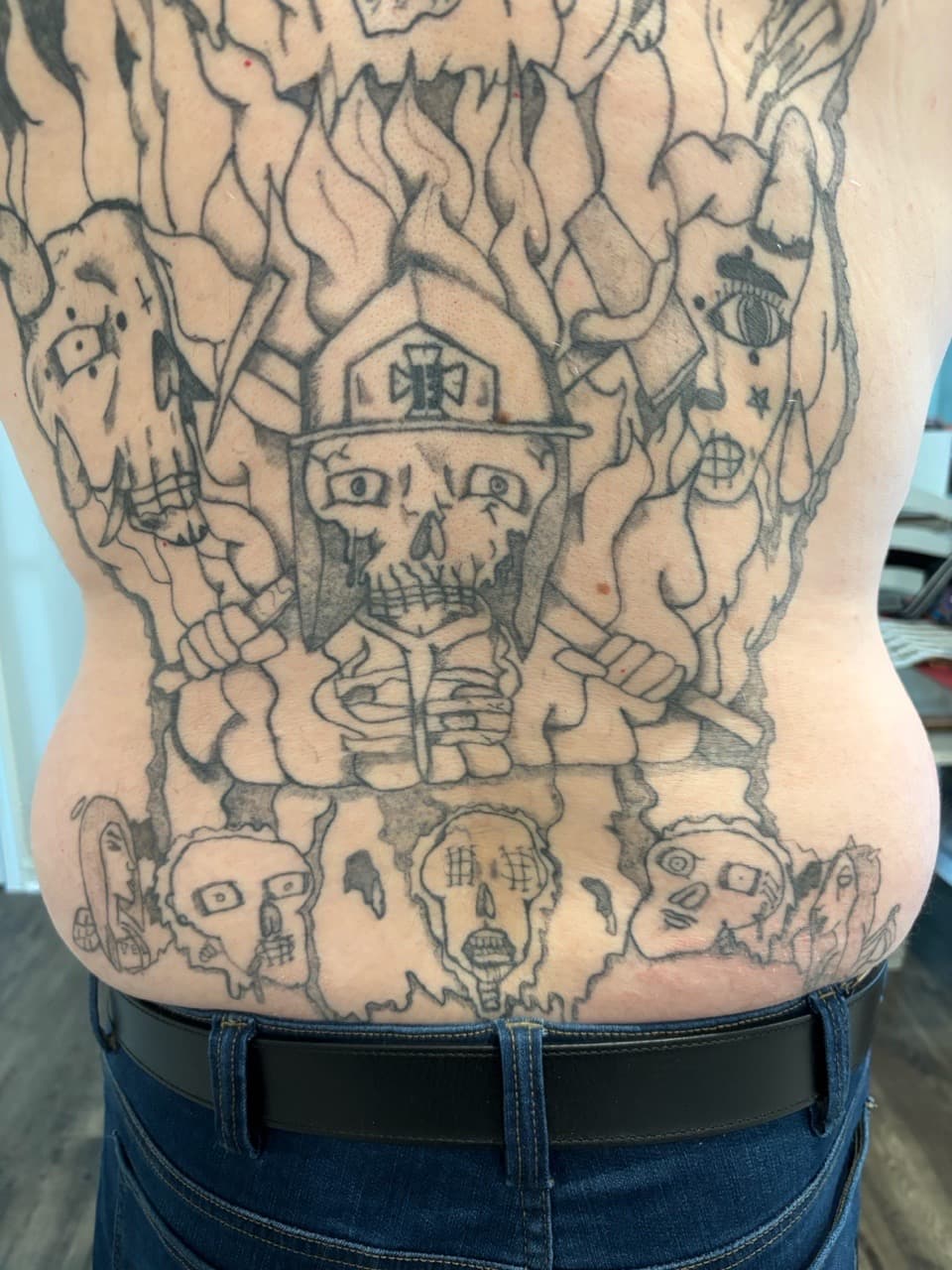 Black & Grey + Illustrative skulls tattoo on Upper Back by Cuban_Connection_Tattoo on TattMe