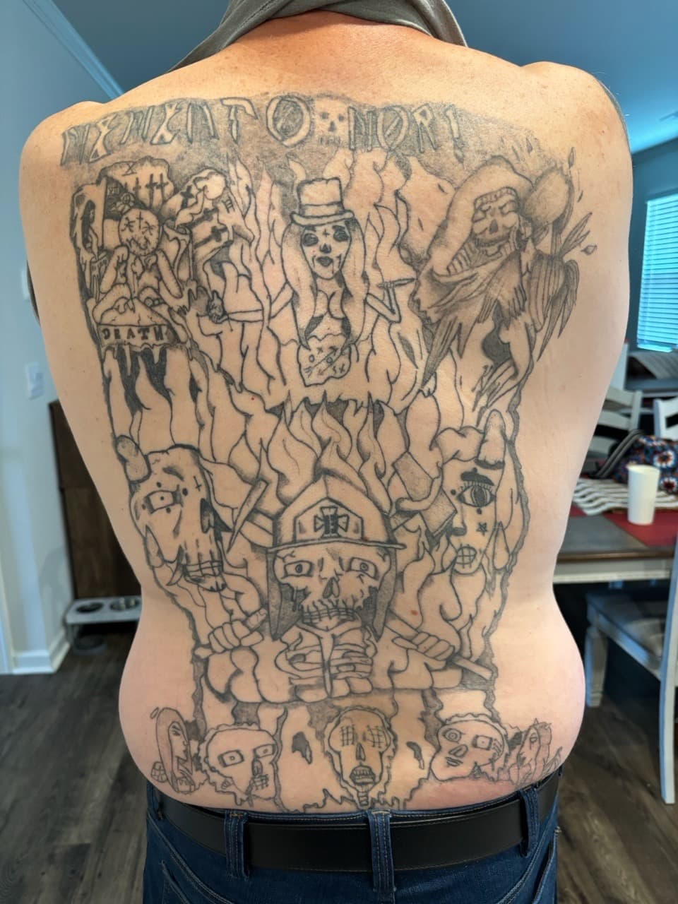 Illustrative + Gothic skulls tattoo on Upper Back by Cuban_Connection_Tattoo on TattMe