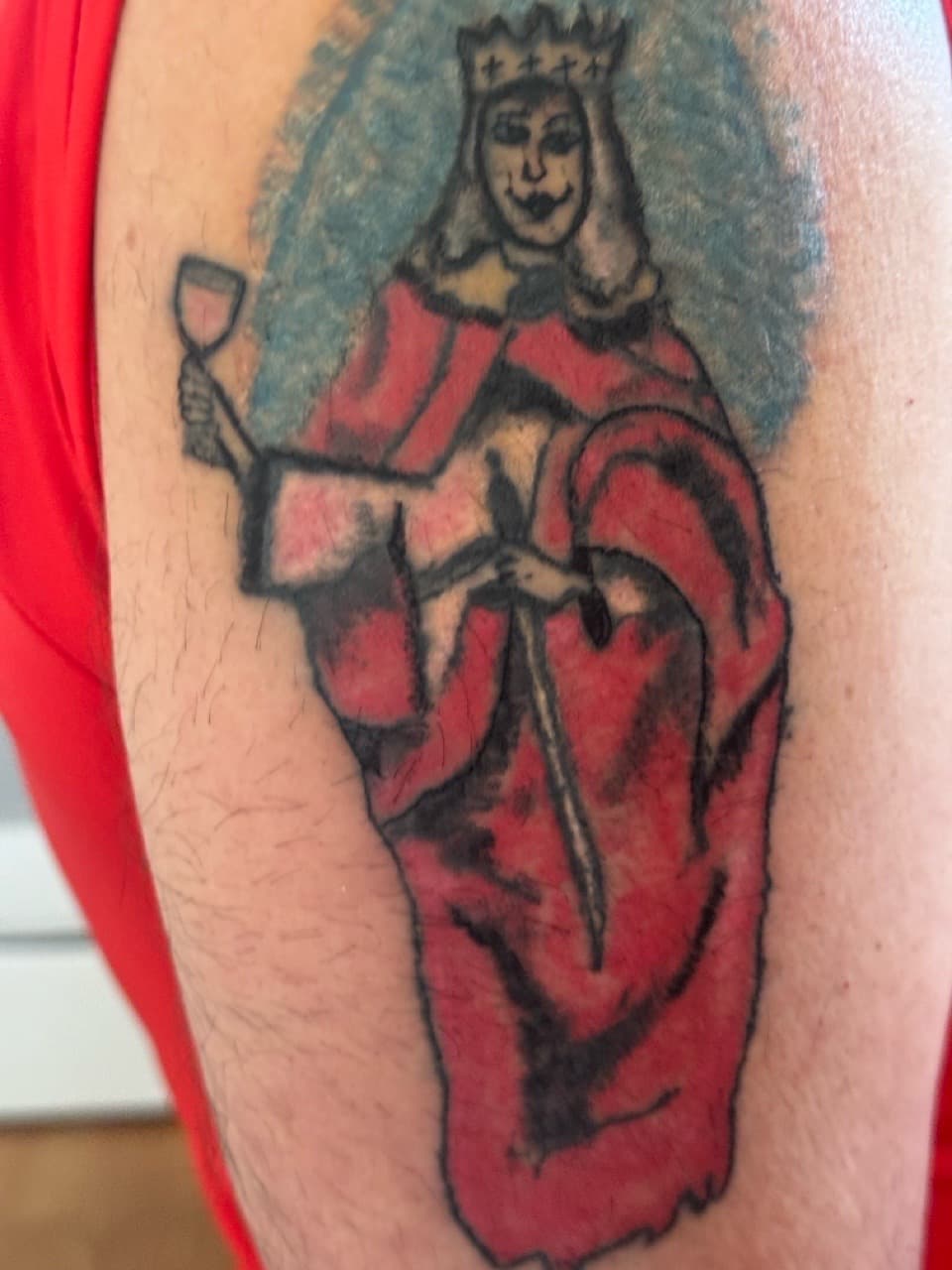 Illustrative + Color queen tattoo on Upper Arm by Cuban_Connection_Tattoo on TattMe