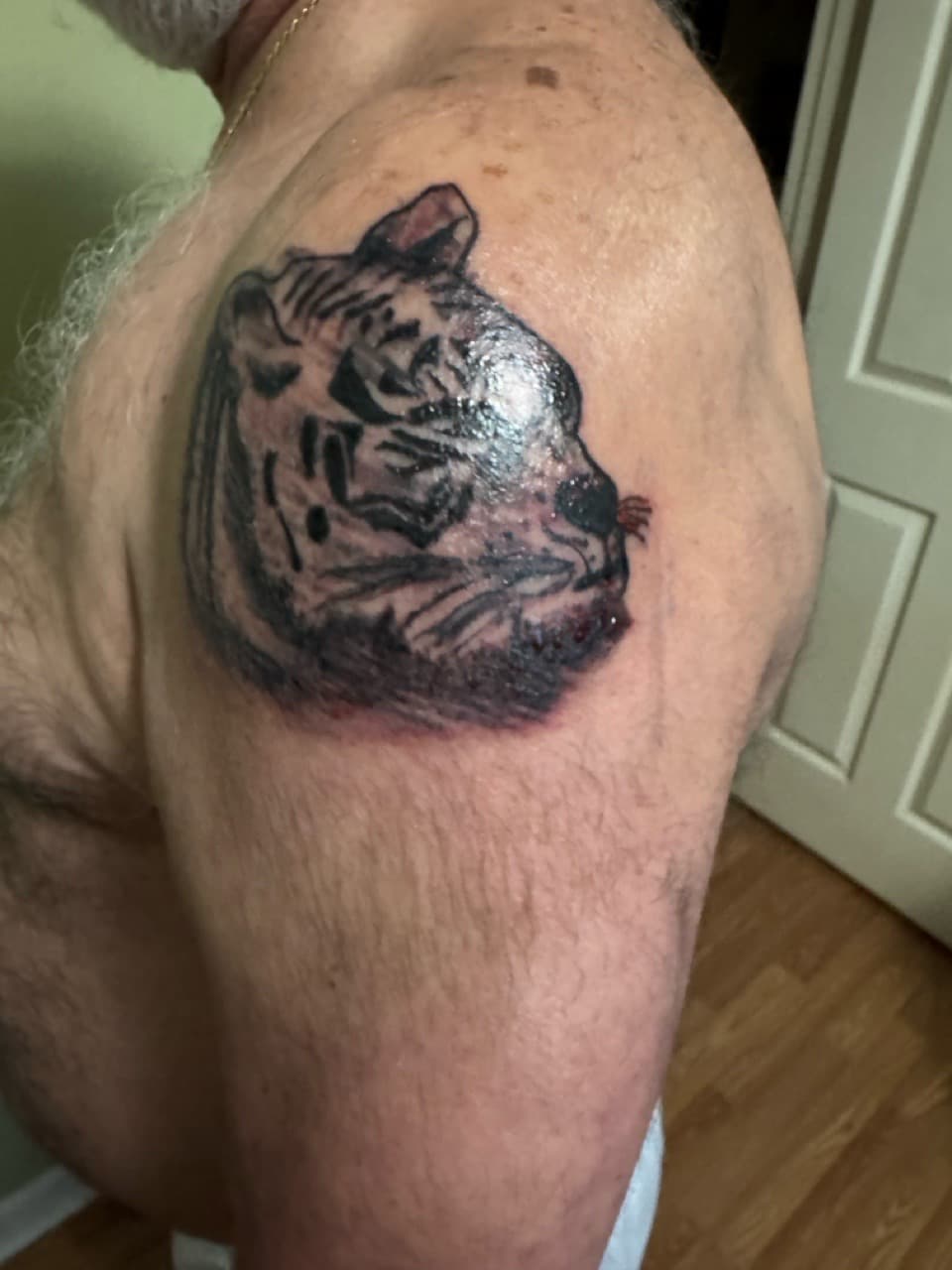 Black & Grey + Illustrative tiger tattoo on Shoulder by Cuban_Connection_Tattoo on TattMe