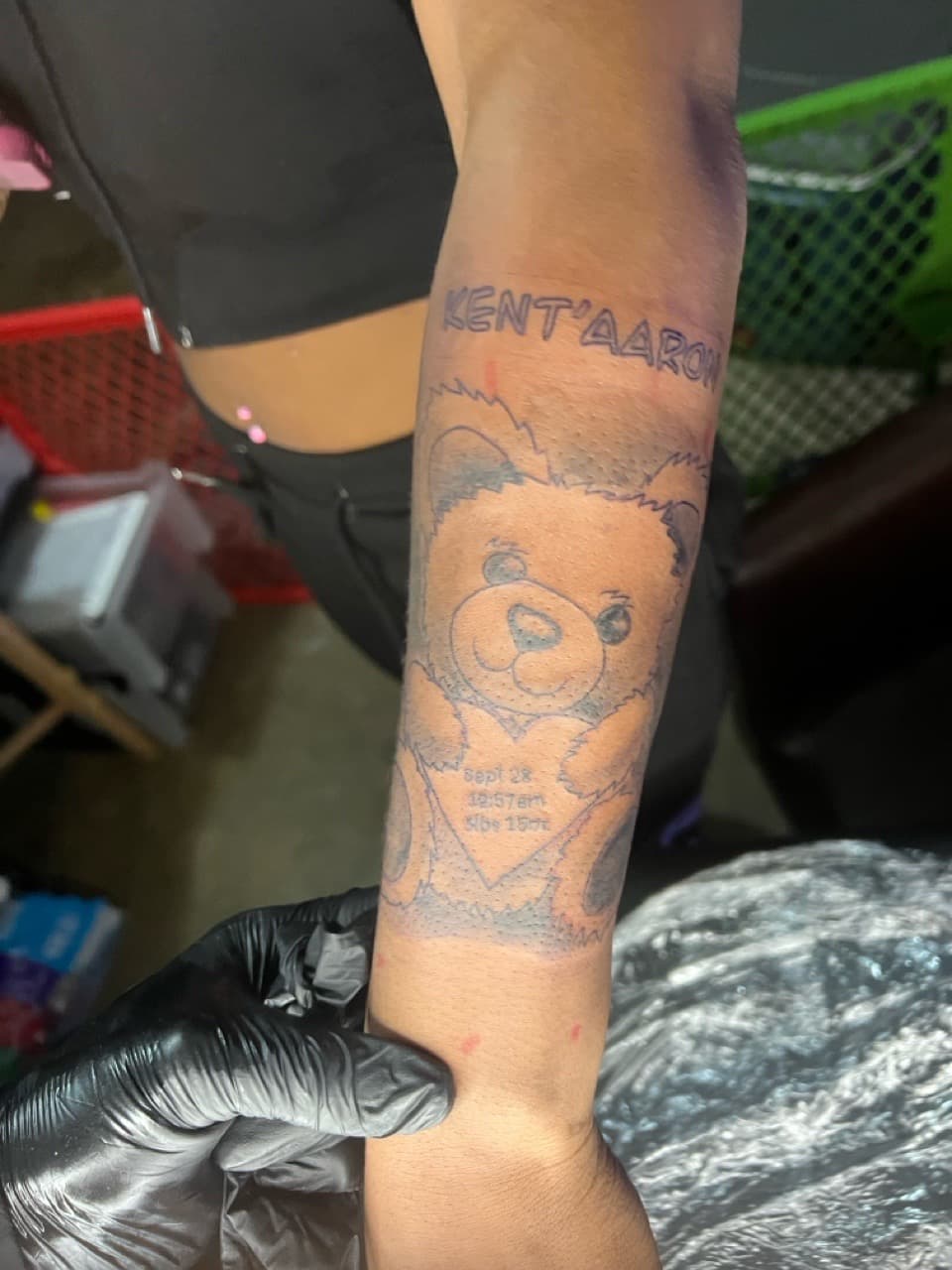 Black & Grey + Illustrative teddy bear tattoo on Forearm by Twan_Ink on TattMe