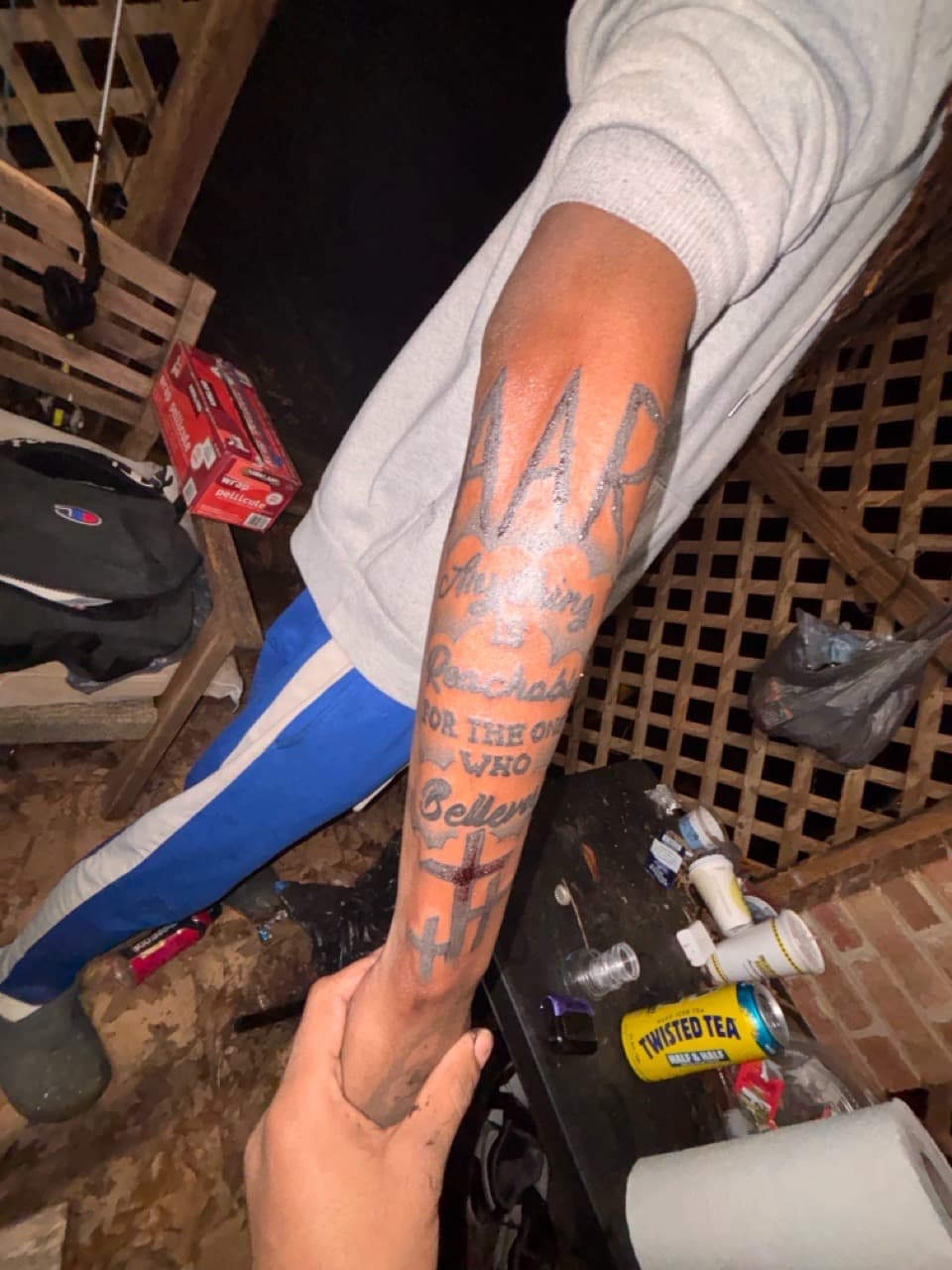 Lettering + Script cross tattoo on Forearm by zatatem on TattMe