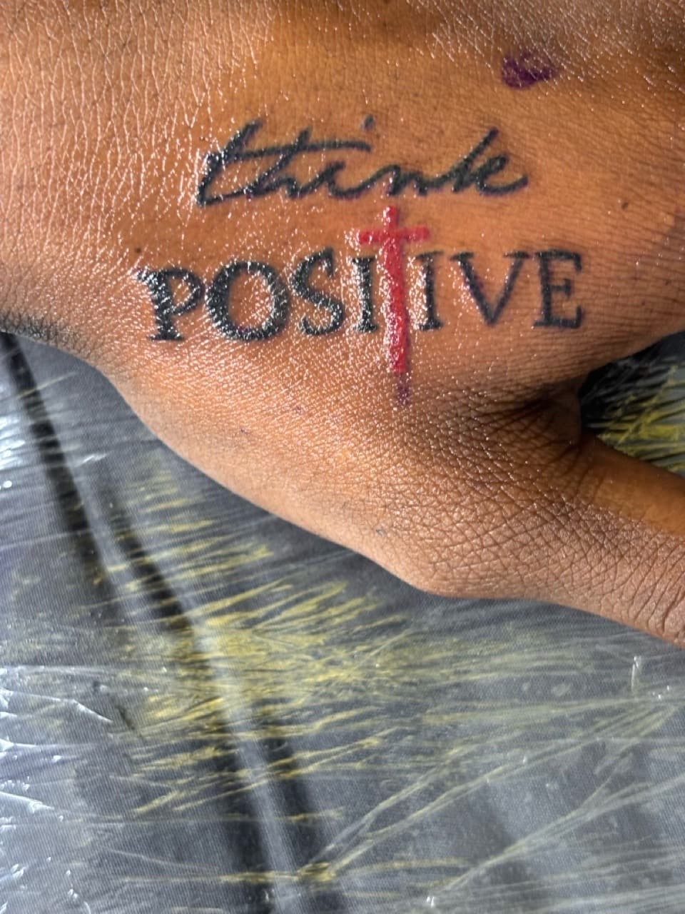 Lettering + Script cross tattoo on Hand by zatatem on TattMe