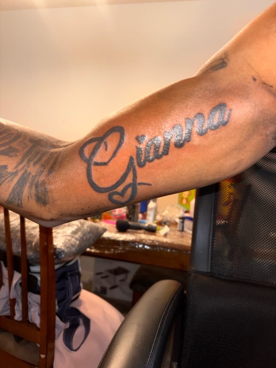 Lettering + Script gianna tattoo on Upper Arm by zatatem on TattMe