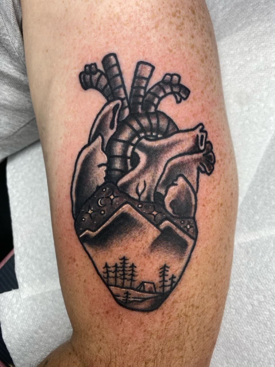 Black & Grey + Illustrative heart tattoo on Forearm by Zoe_Bates on TattMe
