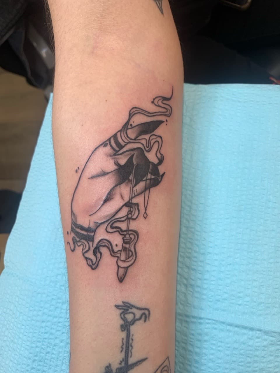 Black & Grey + Illustrative hand tattoo on Forearm by Modest_Ink_Ellz on TattMe