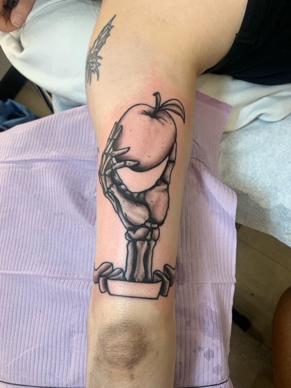 Black & Grey + Illustrative skeleton tattoo on Forearm by Modest_Ink_Ellz on TattMe
