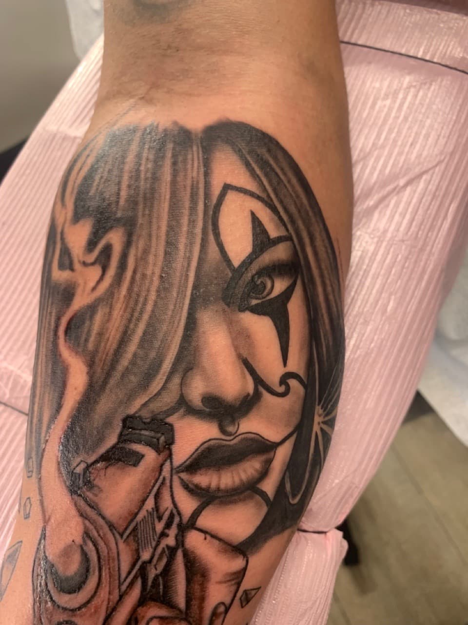 Black & Grey + Illustrative woman tattoo on Forearm by Modest_Ink_Ellz on TattMe