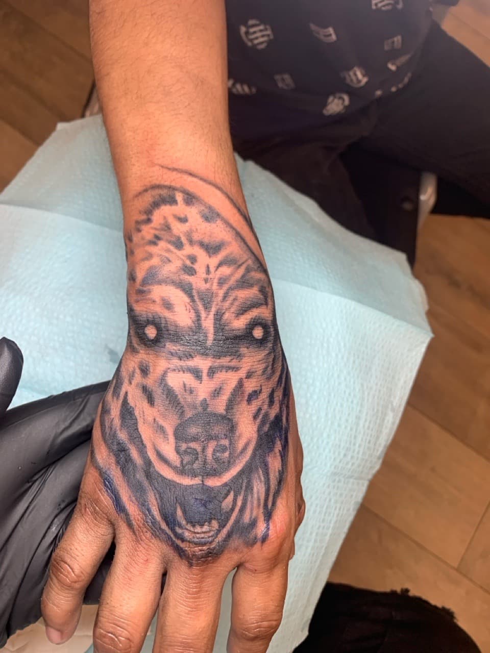 Black & Grey + Black-work pattern tattoo on Hand by Modest_Ink_Ellz on TattMe