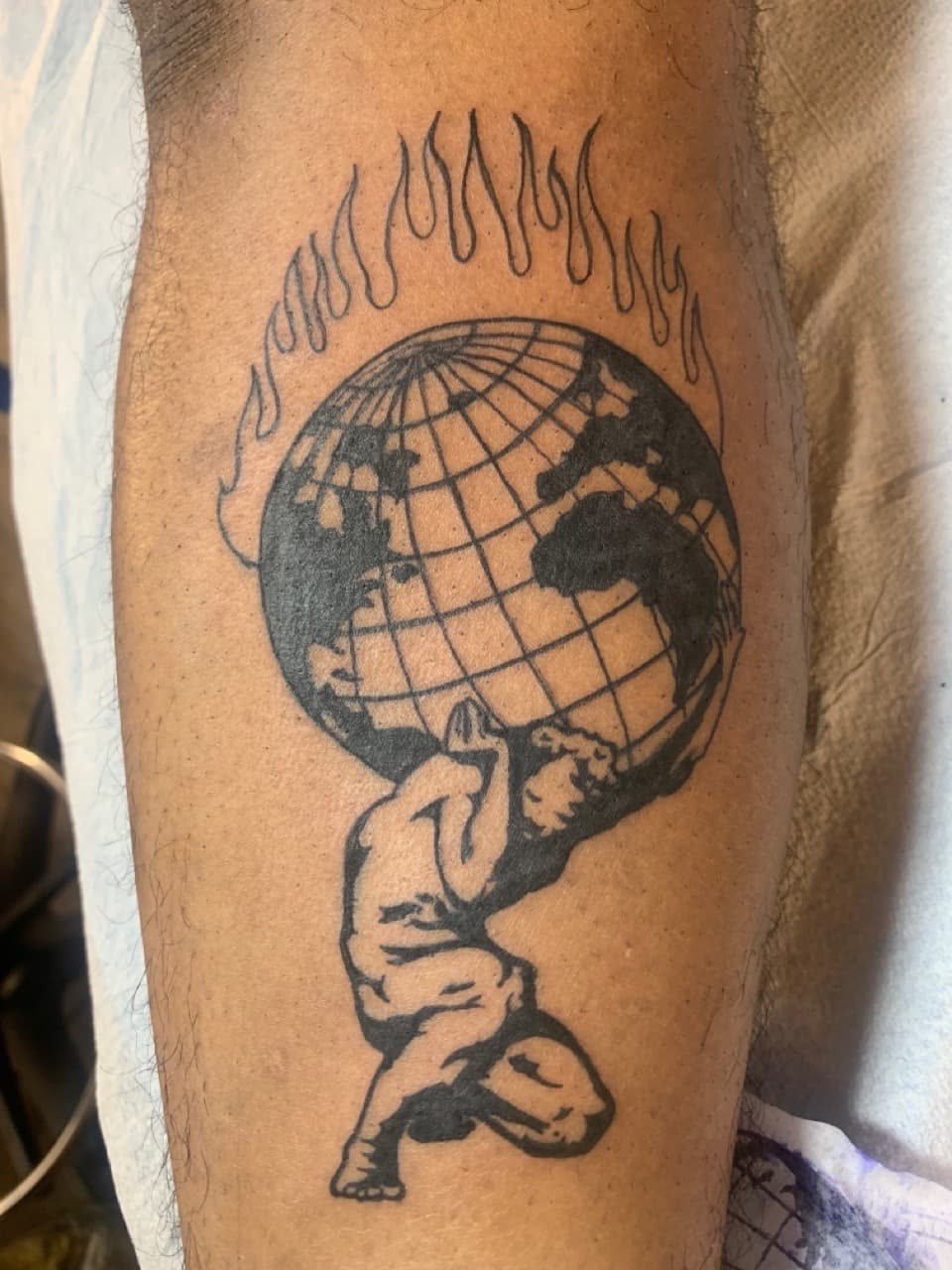 Black-work + Illustrative figure tattoo on Thigh by Modest_Ink_Ellz on TattMe