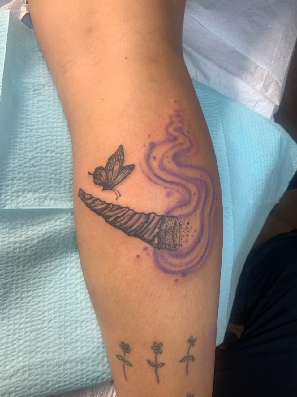 Black & Grey + Fine Line joint tattoo on Forearm by Modest_Ink_Ellz on TattMe