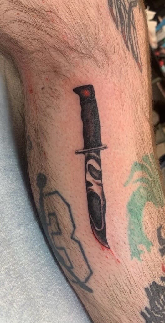 Illustrative + Black & Grey knife tattoo on Forearm by Modest_Ink_Ellz on TattMe