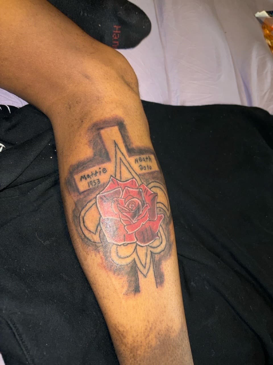 Traditional + Color rose tattoo on Calf by Quis on TattMe